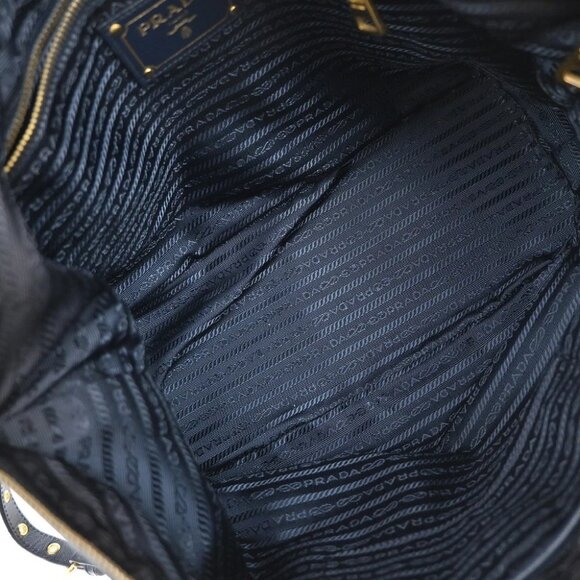 PRADA Logo 2Way Shoulder Hand Bag Nylon Leather Navy Blue GHW - Picture 15 of 16